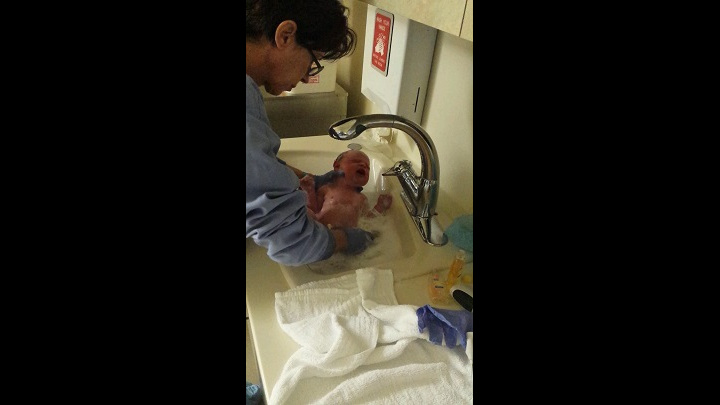 Michael's First Bath
